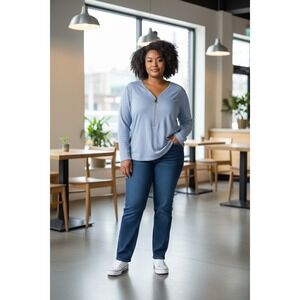 Soft Surroundings Women's Blue 1/4 Zip Sweater Size Small